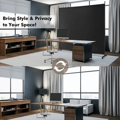 Costway 6FT Single Panel Room Divider With Wheels Rolling Fabric Partition Privacy Screen - Image 4