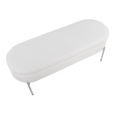 48" Chloe PU Leather/Metal Storage Bench Chrome/White - LumiSource - Image 6