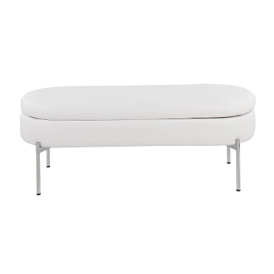 48" Chloe PU Leather/Metal Storage Bench Chrome/White - LumiSource - Image 5