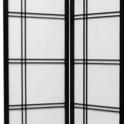 6 Ft. Tall Double Cross Shoji Screen - Black (4 Panels)