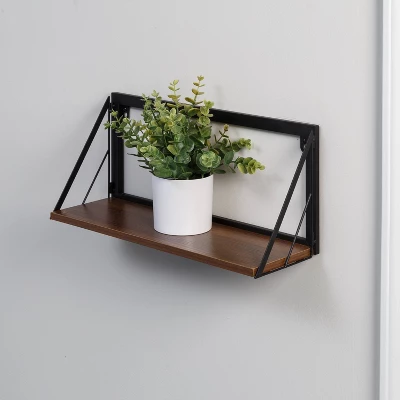Honey-Can-Do Small Laundry Wall Shelf With Wood Walnut - Image 7