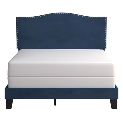 Queen Kiley Velvet Upholstered Bed Blue - Hillsdale Furniture - Image 6