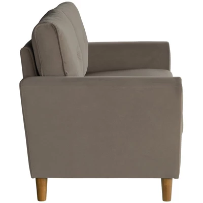 Dunleith Modern Contemporary Velvet Tufted Loveseat In Brown And Walnut - Lexicon - Image 2