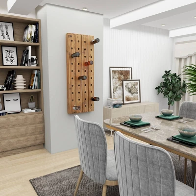 Rustic Wood Wall Wine Rack Brown - Olivia & May - Image 11