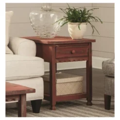 Rustic Cottage End Table - Rustic Antique Finish - Alaterre