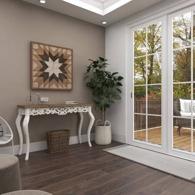 Wood Parisian Design Floral Ornate Detailing Console Table White - Olivia & May - Image 9