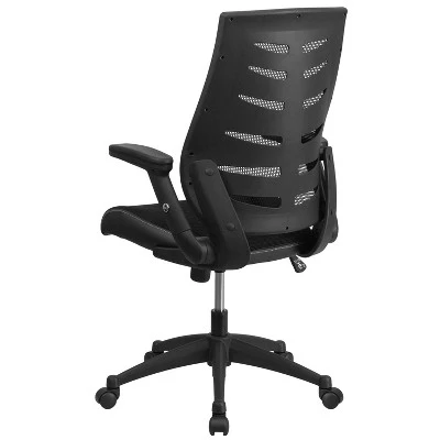 Emma And Oliver High Back Black Mesh Swivel Ergonomic Office Chair With Adjustable Flip-Up Arms - Image 6