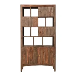 75" Nancy 5 Door Bookcase Natural Brown - Treasure Trove Accents