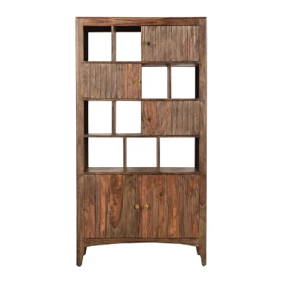 75" Nancy 5 Door Bookcase Natural Brown - Treasure Trove Accents