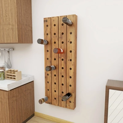 Rustic Wood Wall Wine Rack Brown - Olivia & May - Image 8