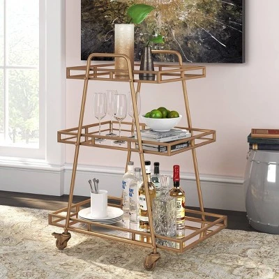 Addison Bar Cart Antique Gold - Adore Decor