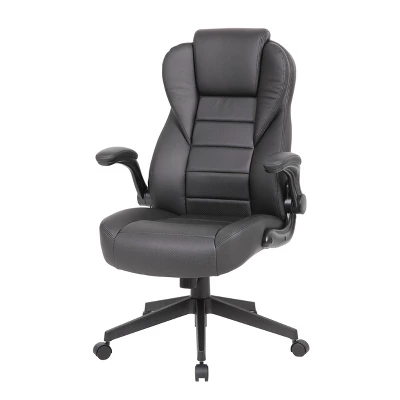 Executive High Back Leatherplus Flip Armchair Black - Boss Office Products