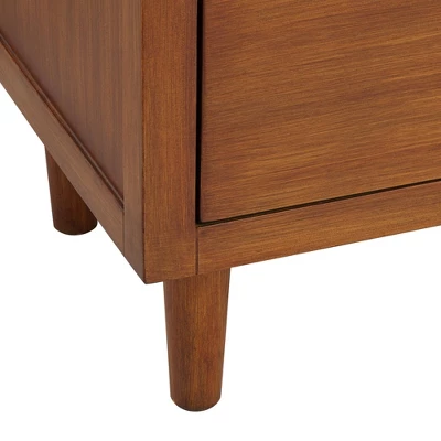 55 Downing Street Ollie 32" Wide Teak 3-Drawer Modern Cabinet With Crystal Handles - Image 4