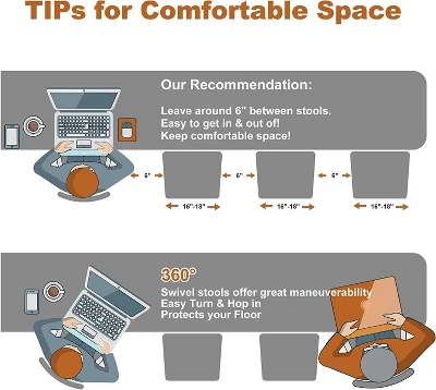 Hywela Bar Stools, Modern PU Leather Adjustable Swivel Barstools, Armless Kitchen Island Counter Bar Stools With Bigger Base, Set Of 2,Comfy- The Pop Home - Image 6