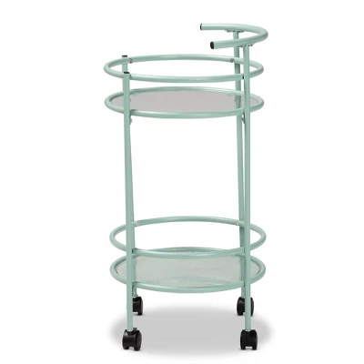 Newell Metal 2 Tier Kitchen Cart Mint Green/Black - Baxton Studio - Image 3