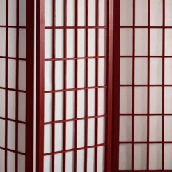 5 Ft. Tall Window Pane Shoji Screen - Rosewood (3 Panels)