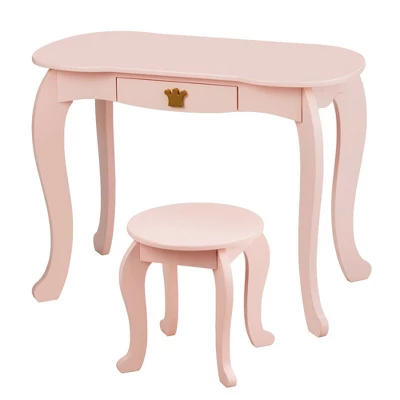 Costway Kids Makeup Dressing Table Chair Set Princess Vanity & Tri-folding Mirror - Image 9