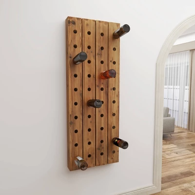Rustic Wood Wall Wine Rack Brown - Olivia & May - Image 9