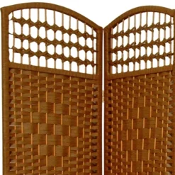 5 1/2 Ft. Tall Fiber Weave Room Divider - Dark Beige (3 Panels)
