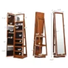 Costway 360degree Rotatable Jewelry Cabinet 2-in-1 Lockable Mirrored Organizer