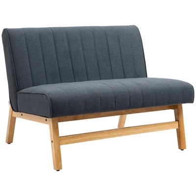 HOMCOM 42" Small Loveseat Sofa Couch For Bedroom, Living Room Furniture, Space-Saving 2 Seater Couch, Modern Couch Loveseat Upholstered - Image 7